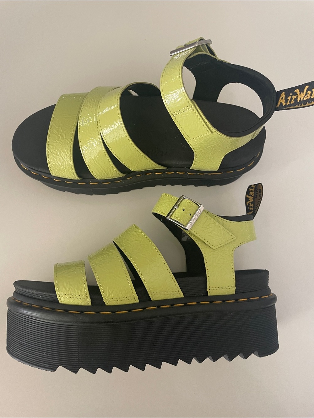 Dr. Martens Blaire Platform Quad Sandals NEW Lime Green - Picture 2 of 4